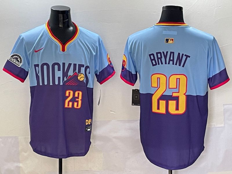 Men Colorado Rockies #23 Bryant Purple blue Joint Name 2025 Nike MLB Jersey style 2